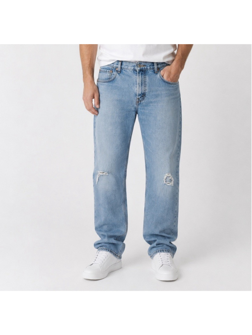Levis 505 Regular Fit Jeans Mens 34x32 Light Wash Straight Leg Denim Y2K